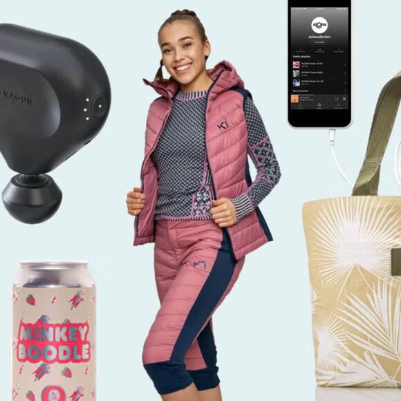 EUC - down puffer 3/4 pants - L Kari Traa Eva High Waist Capri - navy/pink - Picture 2 of 11